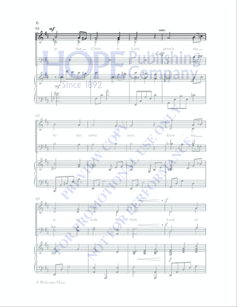 A Welcome Place 4-Part scores gallery preview page 6