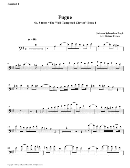 Fugue 08 from Well-Tempered Clavier, Book 1 (Bassoon Quintet) image number null