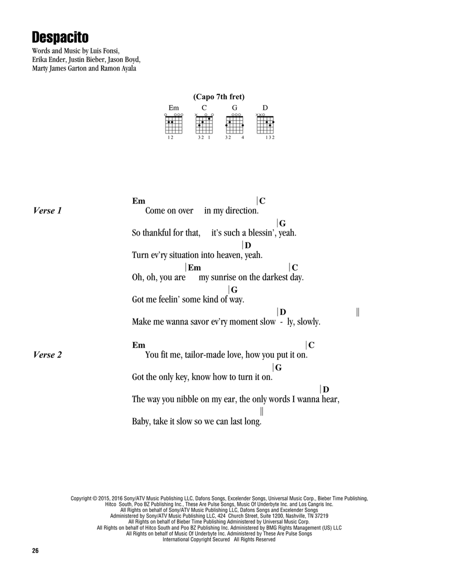 Despacito Acoustic Guitar scores gallery preview page 1