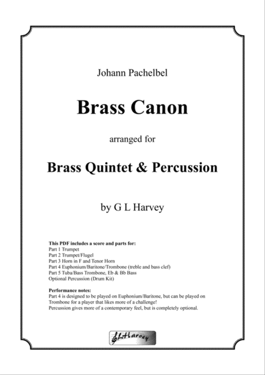 Brass Canon for Brass Quintet & Percussion Brass Ensemble scores gallery preview page 1