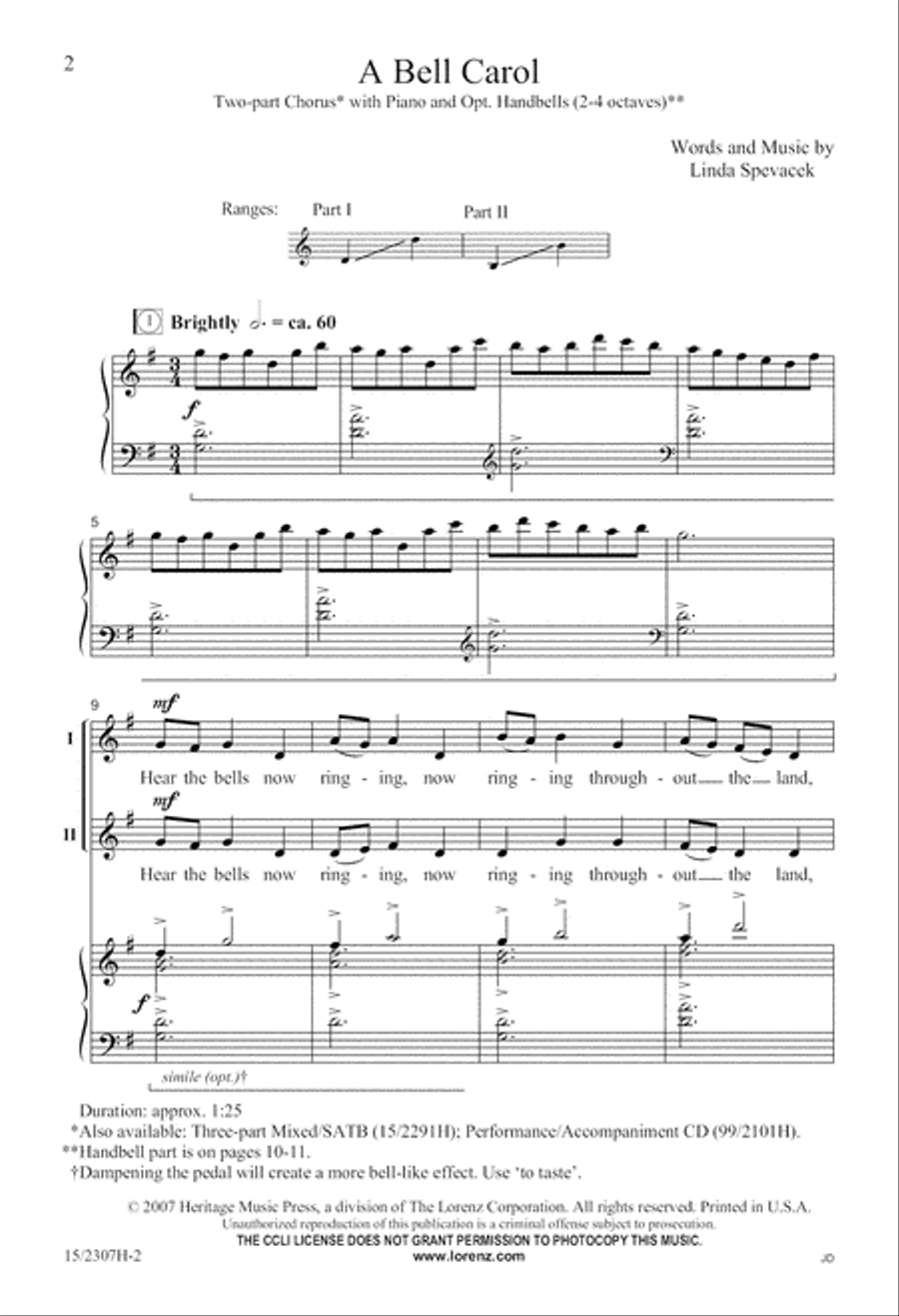 A Bell Carol 2-Part scores gallery preview page 2