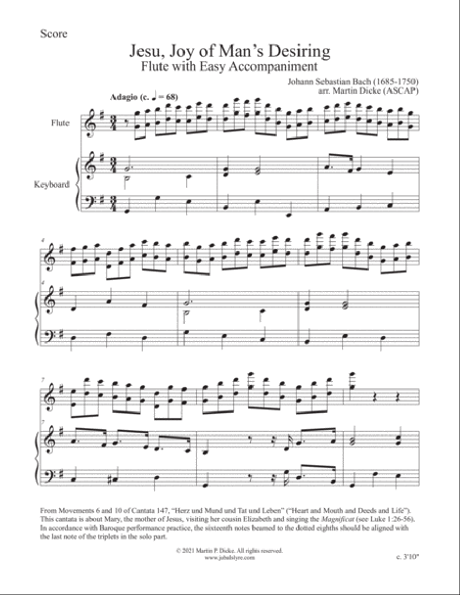 Jesu, Joy of Man’s Desiring (Flute with Easy Accompaniment) Flute Solo scores gallery preview page 2