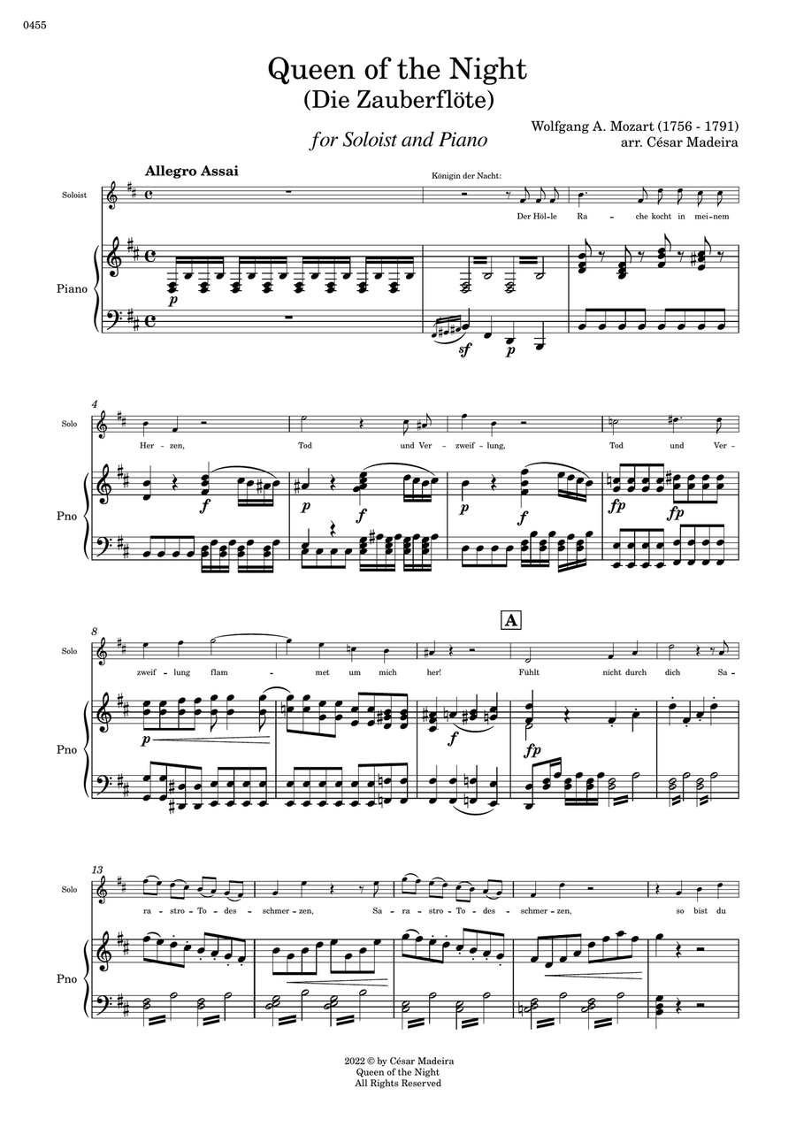 Queen of the Night Aria - Voice and Piano - B Minor (Full Score and Parts) Piano, Vocal scores gallery preview page 2