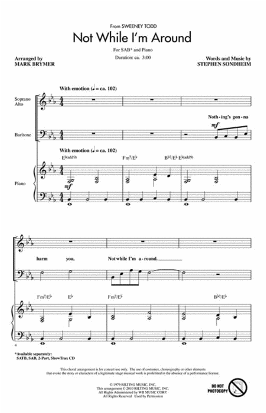 Not While I'm Around SAB scores gallery preview page 2
