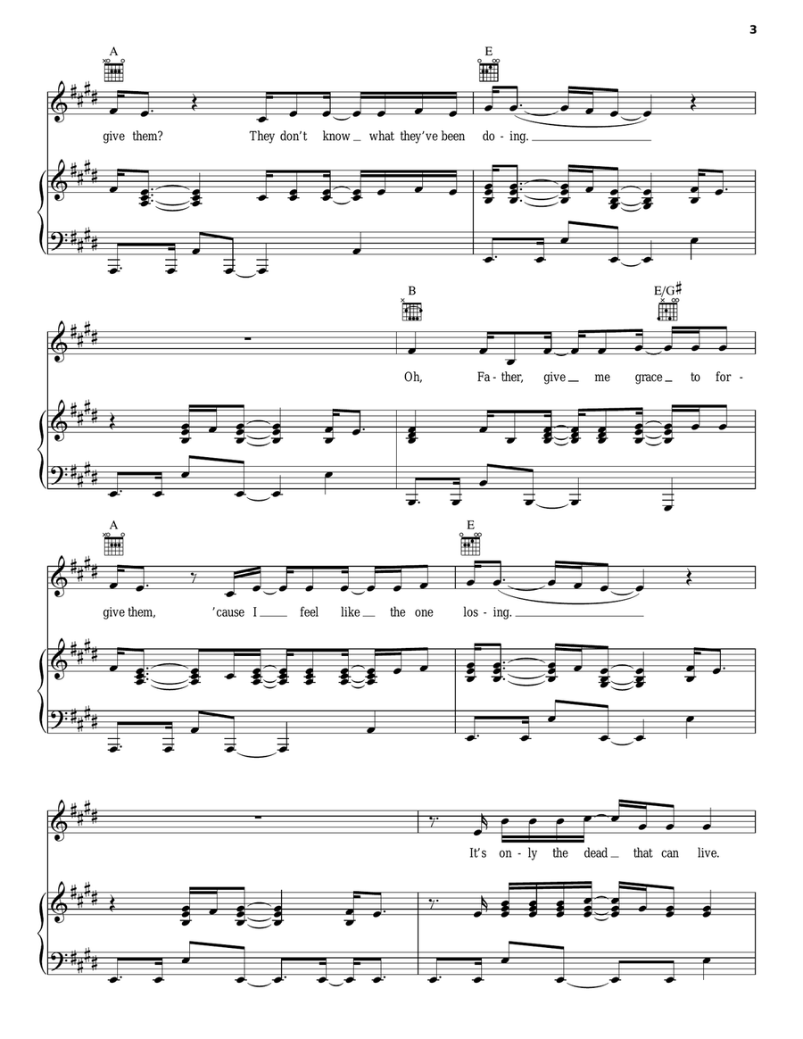 Losing Piano, Vocal, Guitar scores gallery preview page 3