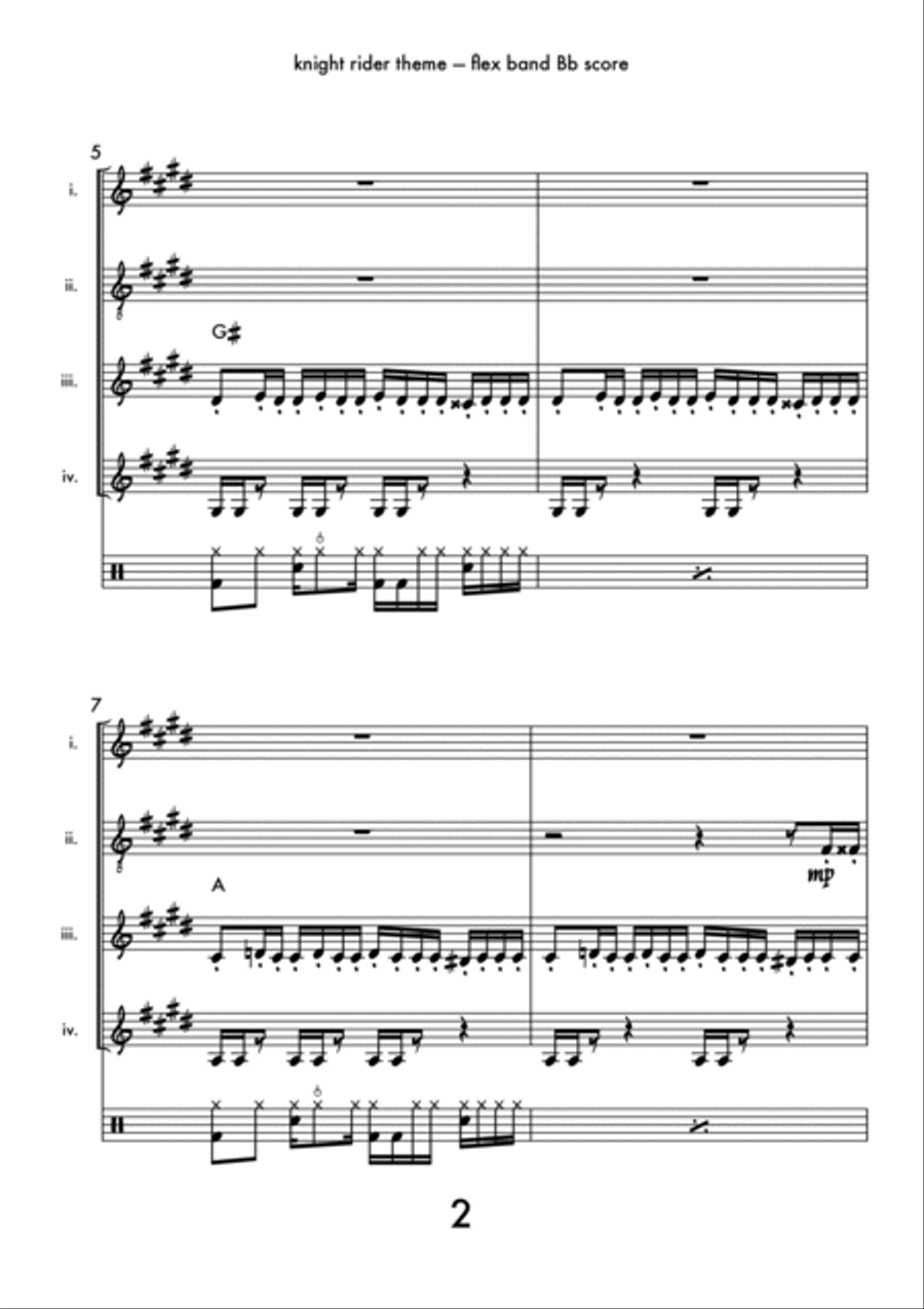Knight Rider Theme Bass Clarinet scores gallery preview page 3