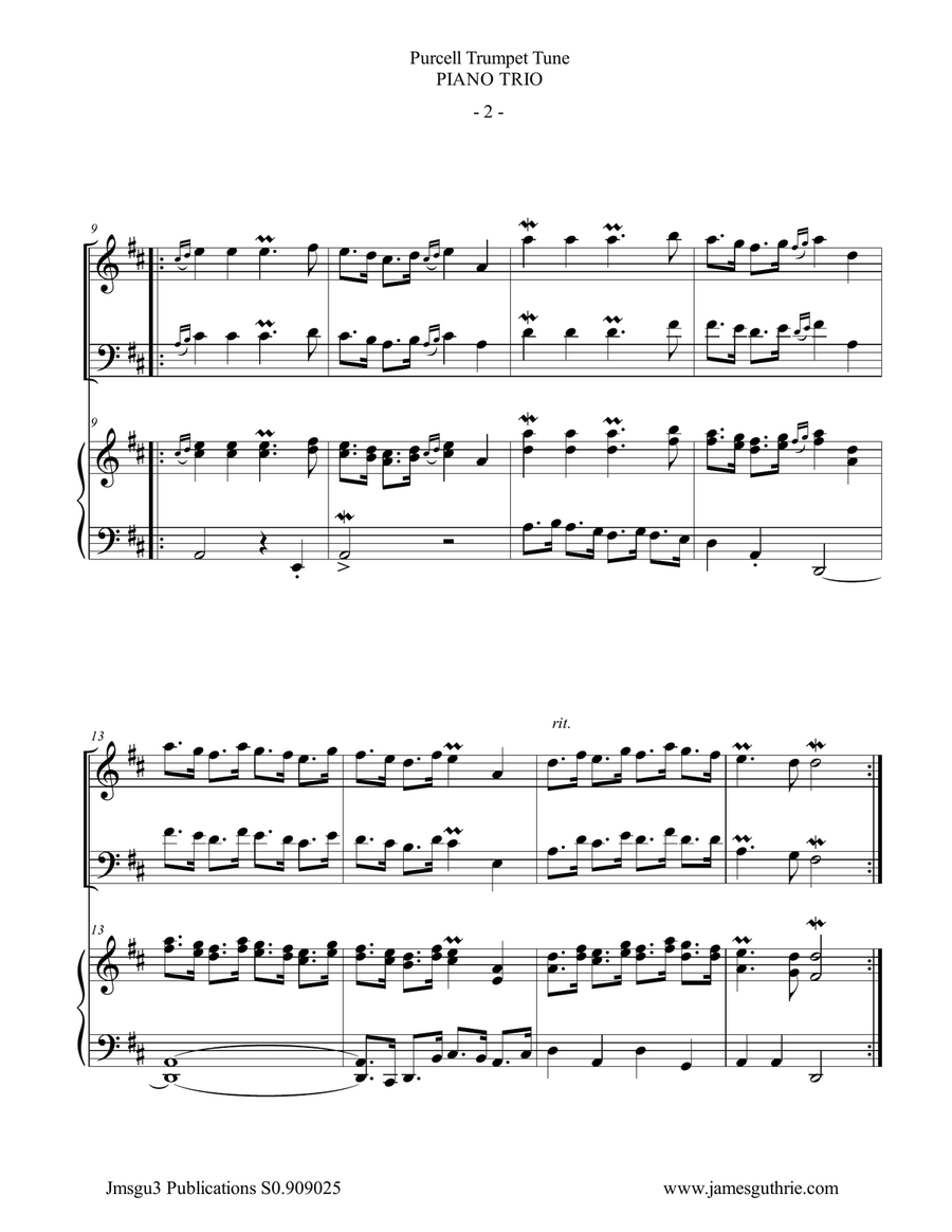 Clarke: Purcell Trumpet Tune for Piano Trio Clarke: Purcell Trumpet Tune for Piano Trio Piano Trio scores gallery preview page 2