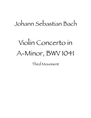 Book cover for Violin Concerto in A Minor, BWV 1041 Third Movement