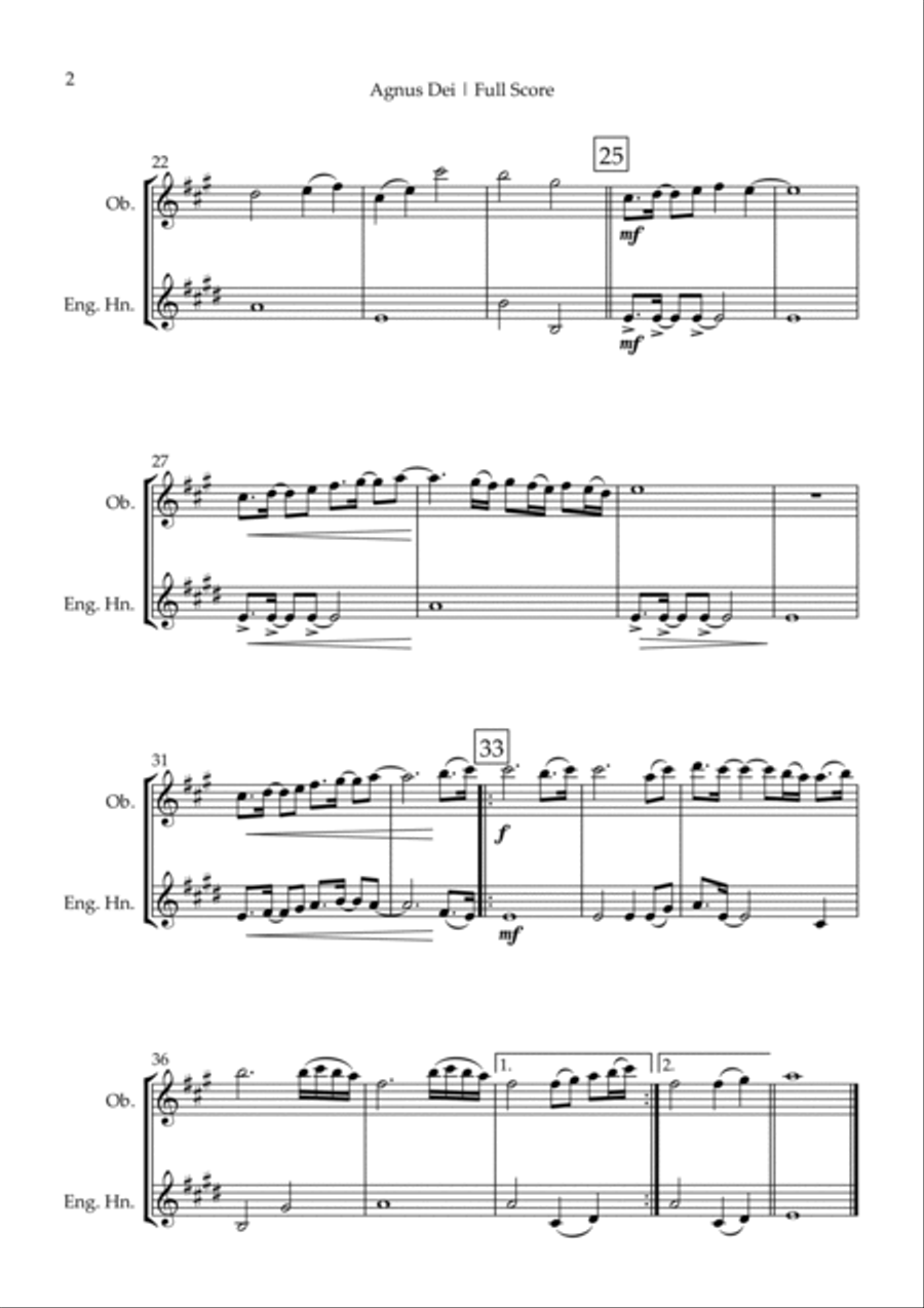 Agnus Dei Woodwind Duet scores gallery preview page 2