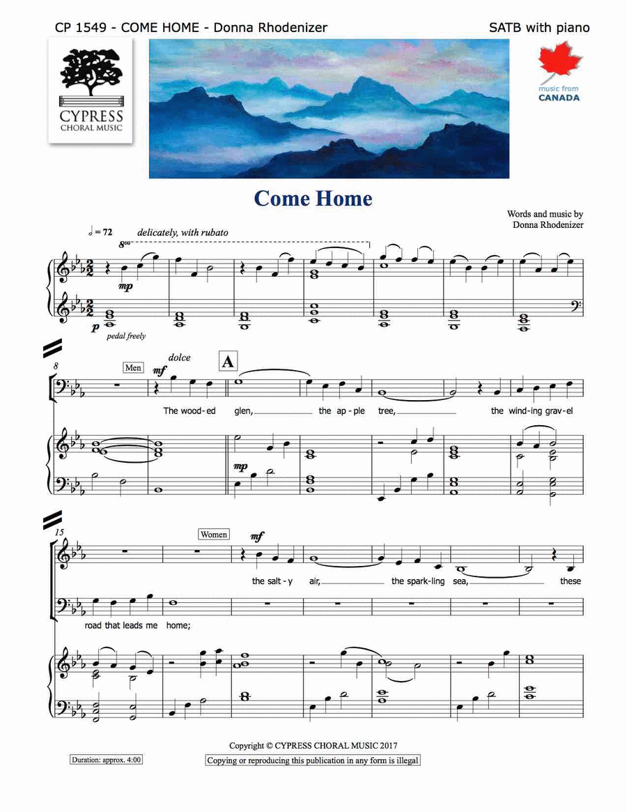 Come Home 4-Part scores gallery preview page 1