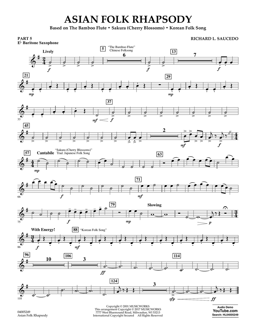 Asian Folk Rhapsody - Pt.5 - Eb Baritone Saxophone Concert Band scores gallery preview page 1