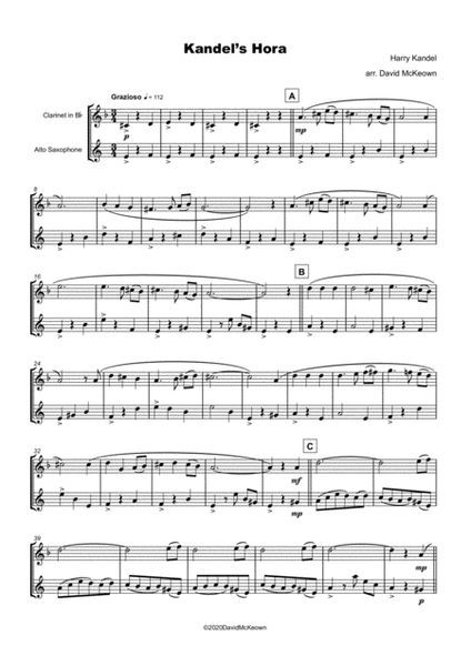 Kandel's Hora, Klezmer tune for Clarinet and Alto Saxophone Duet