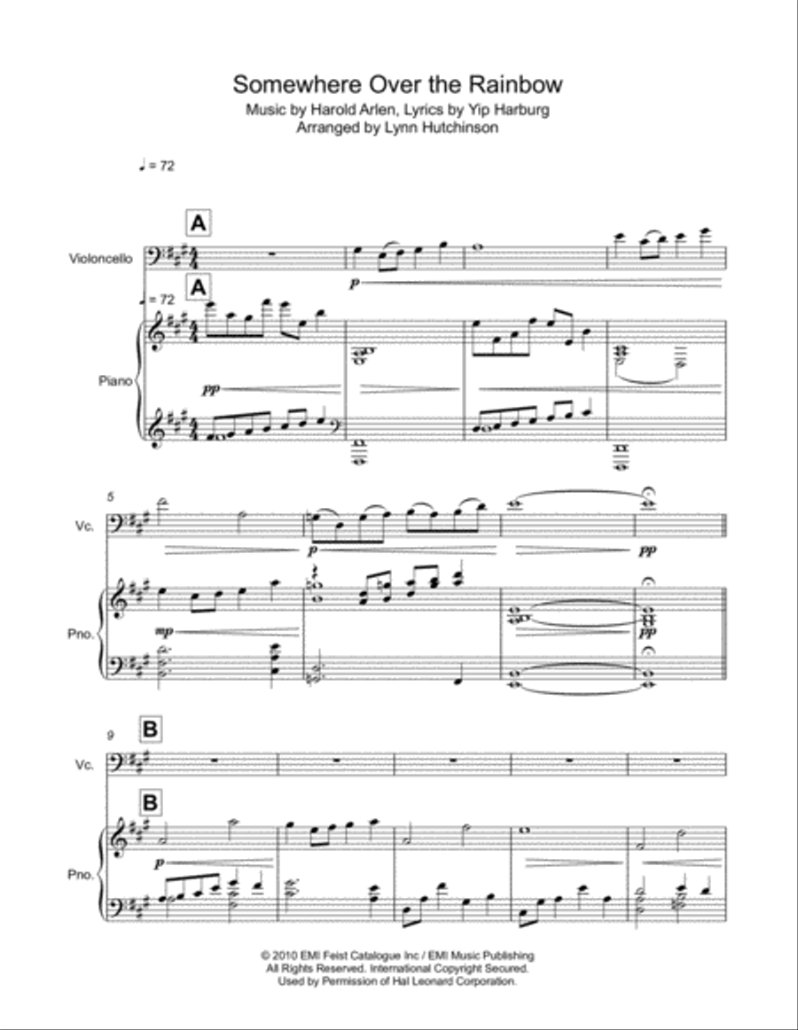 Over The Rainbow Piano scores gallery preview page 1