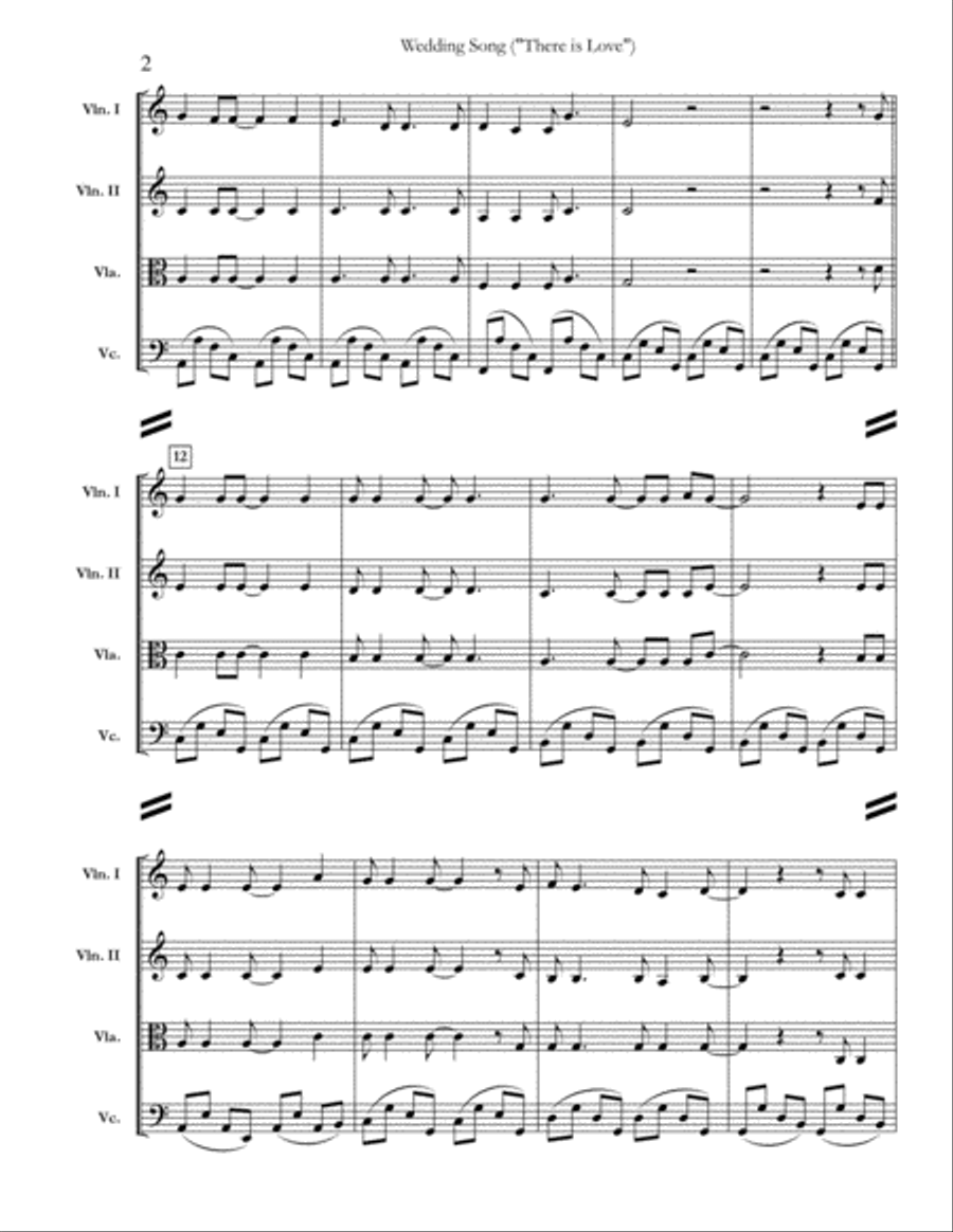 Wedding Song (There Is Love) String Quartet scores gallery preview page 2