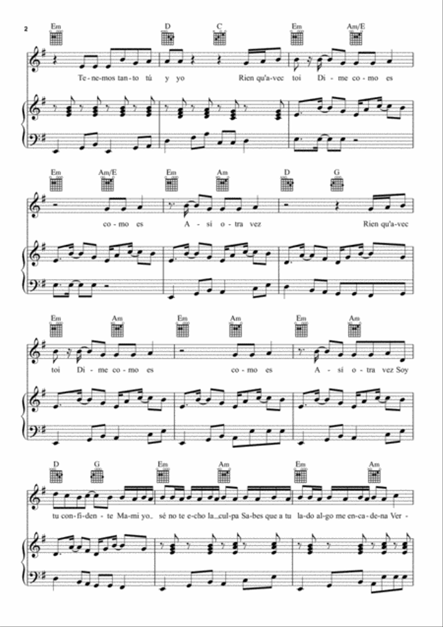 Confidente Piano, Vocal, Guitar scores gallery preview page 2