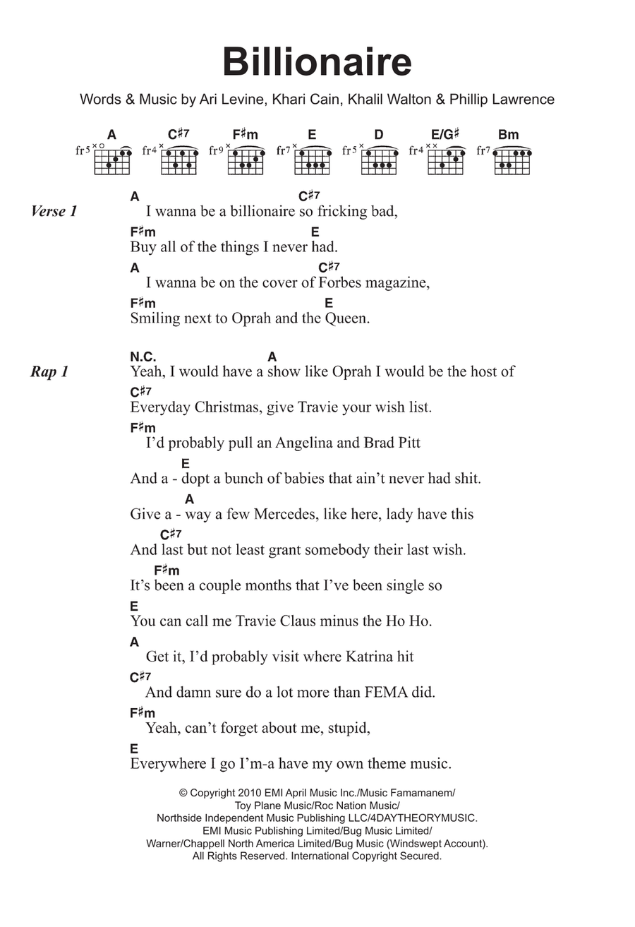 Billionaire (featuring Bruno Mars) Acoustic Guitar scores gallery preview page 1