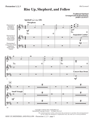 Book cover for Rise Up, Shepherd, and Follow (arr. John Leavitt) - Percussion 1-3