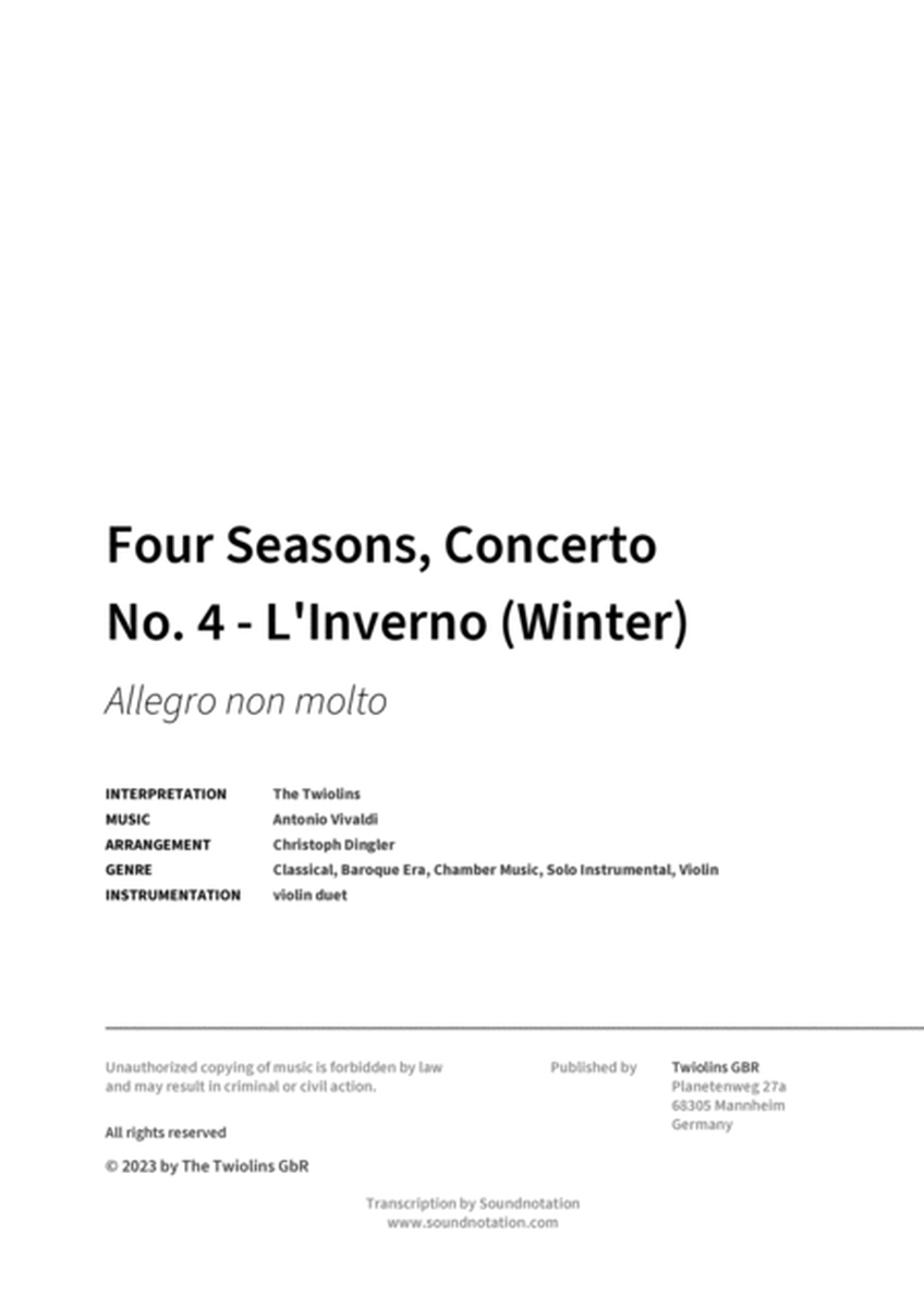 Four Seasons, Concerto No. 4 - L'Inverno (Winter) image number null