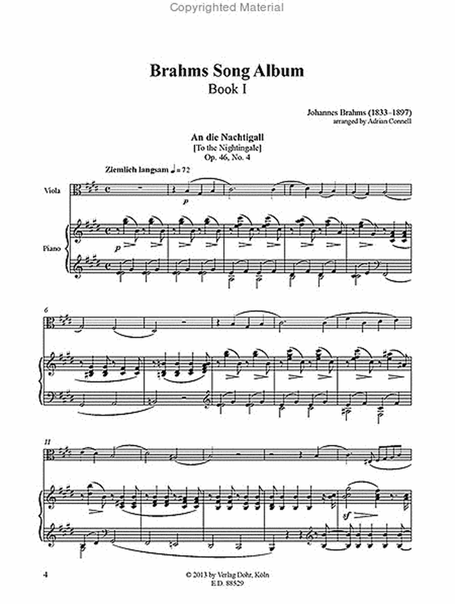 Brahms Song Album I (für Viola und Klavier)
