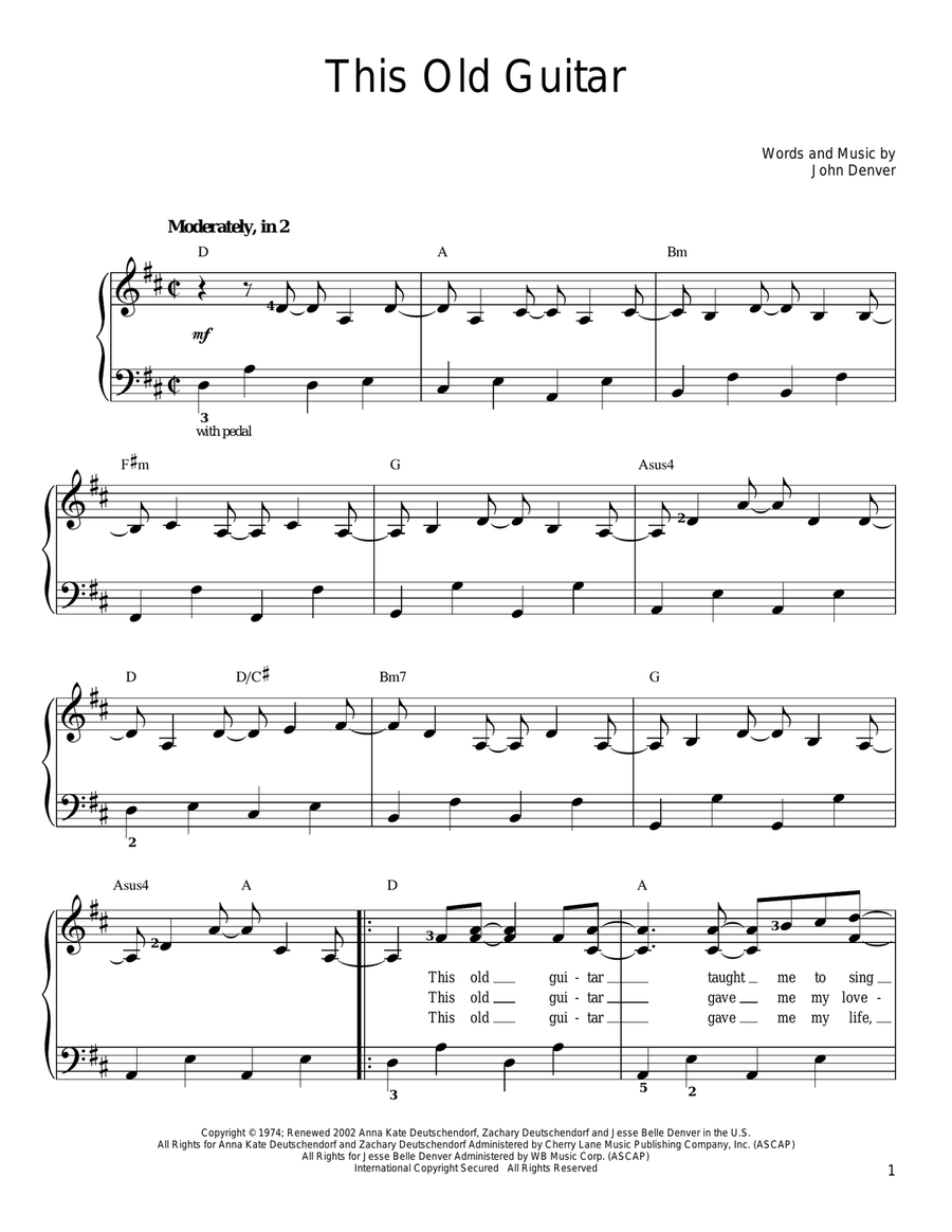 This Old Guitar This Old Guitar Easy Piano scores gallery preview page 1