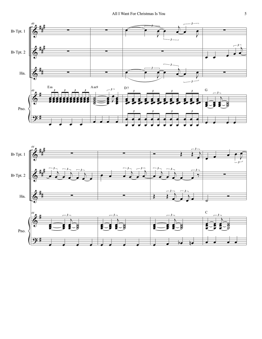 All I Want For Christmas Is You Brass Quartet scores gallery preview page 5