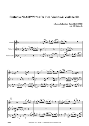 Sinfonia No.8 BWV.794 for Two Violins & Violoncello