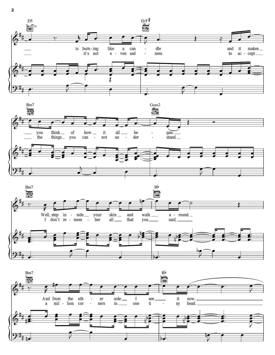 Ghosts Piano, Vocal, Guitar scores gallery preview page 2