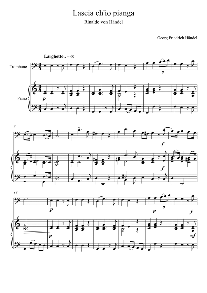 Georg Friedrich Handel - Lascia ch'io pianga (Trombone Solo) image number null