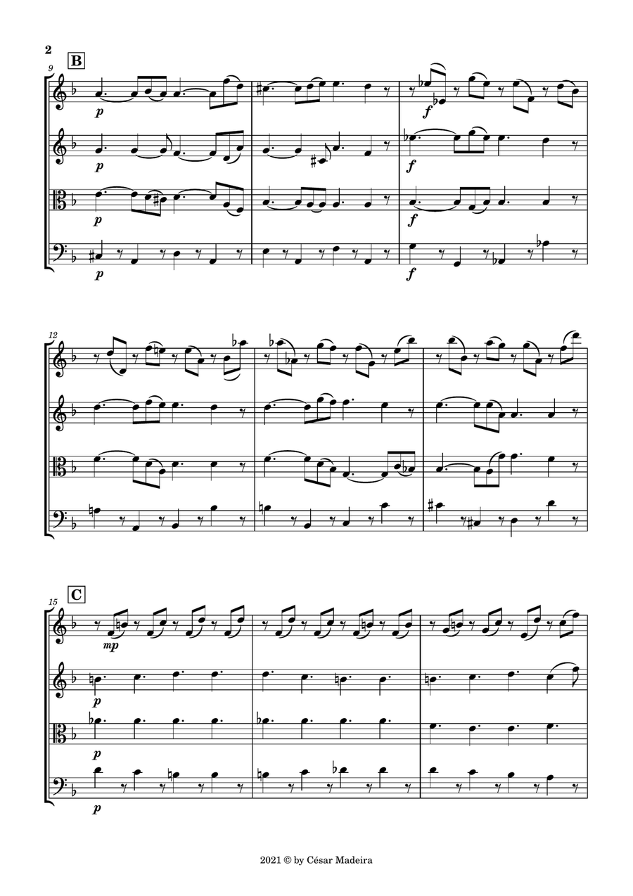 Lacrimosa from Requiem by Mozart - String Quartet (Full Score and Parts) String Quartet scores gallery preview page 3
