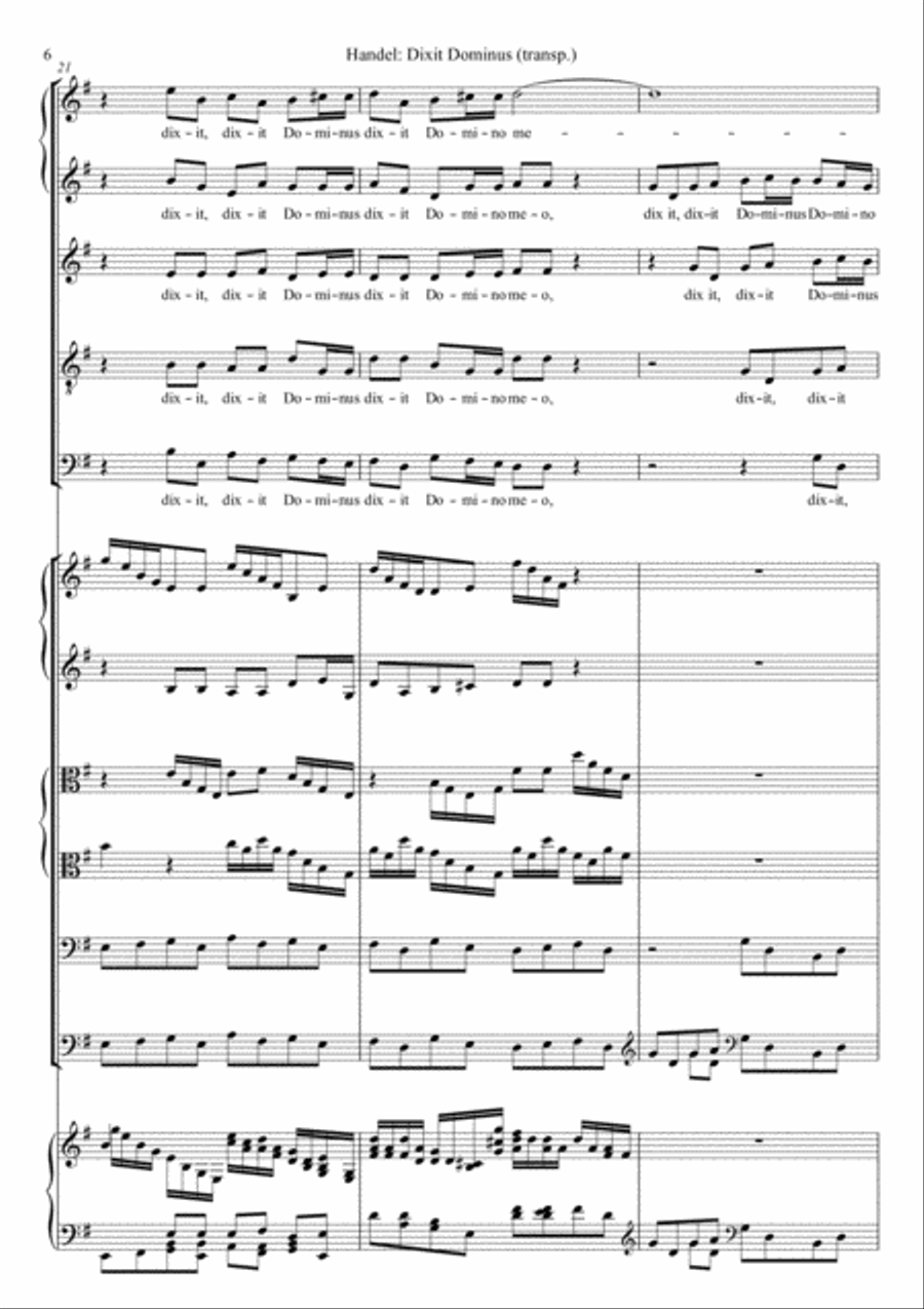 G. Fr. Handel: DIXIT DOMINUS Divisi scores gallery preview page 6