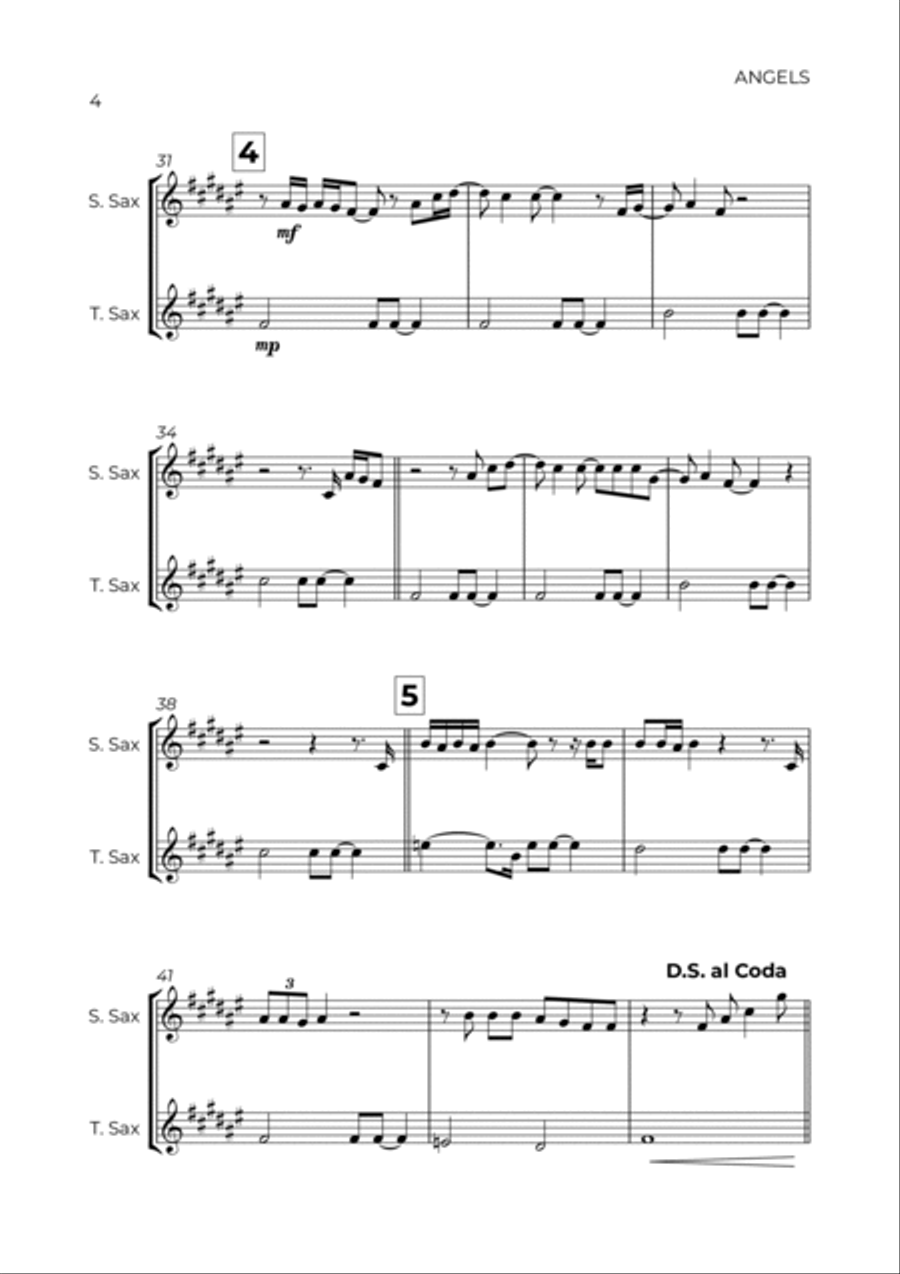 Angels Tenor Saxophone scores gallery preview page 4