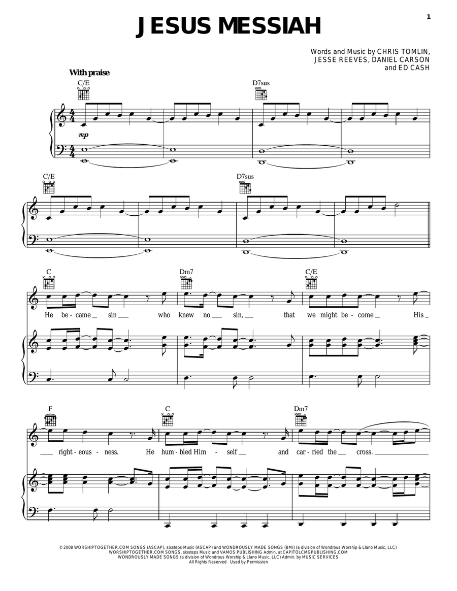 Jesus Messiah Guitar scores gallery preview page 1