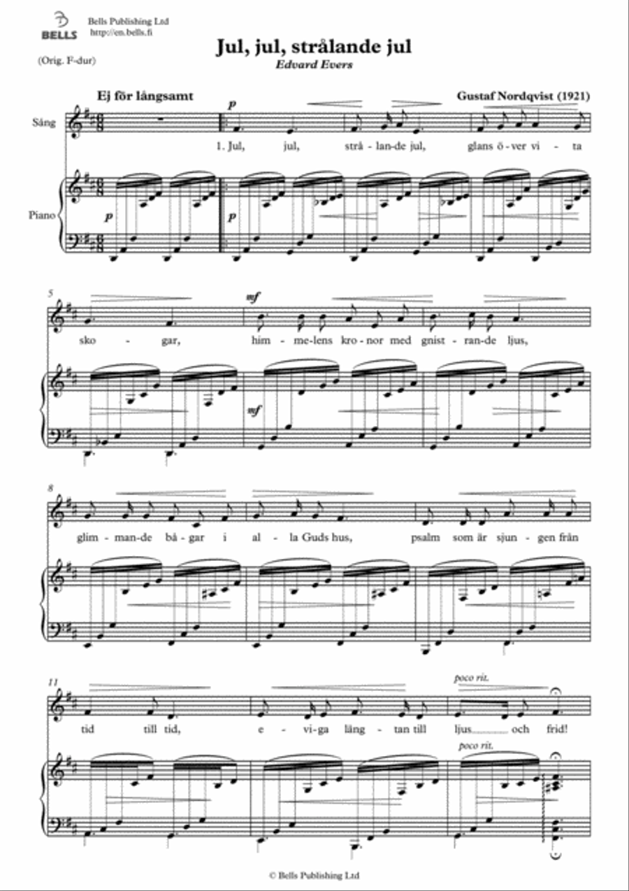 Jul, jul, stralande jul (1) (D Major) Voice Solo scores gallery preview page 1