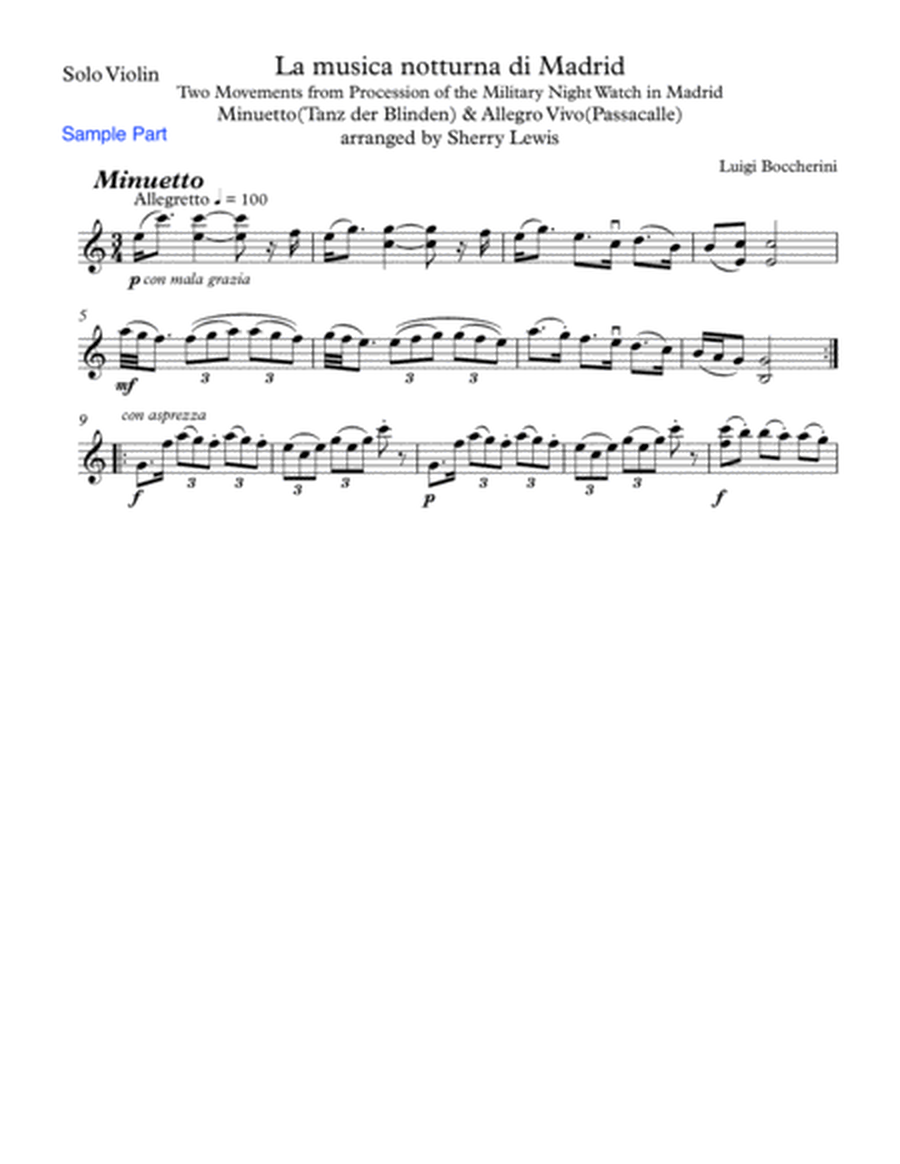 La musica notturna di Madrid - Minuetto (Tanz der Blinden) & Allegro Vivo (Passacalle) for Solo Vio image number null