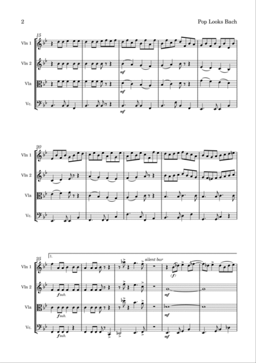 Pop Looks Bach String Quartet scores gallery preview page 2