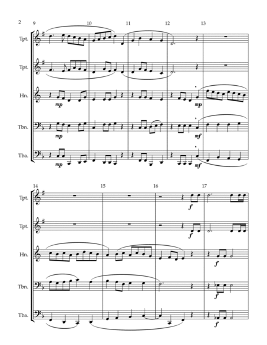 O Spirit of the Living God for Brass Quintet Brass Quintet scores gallery preview page 2