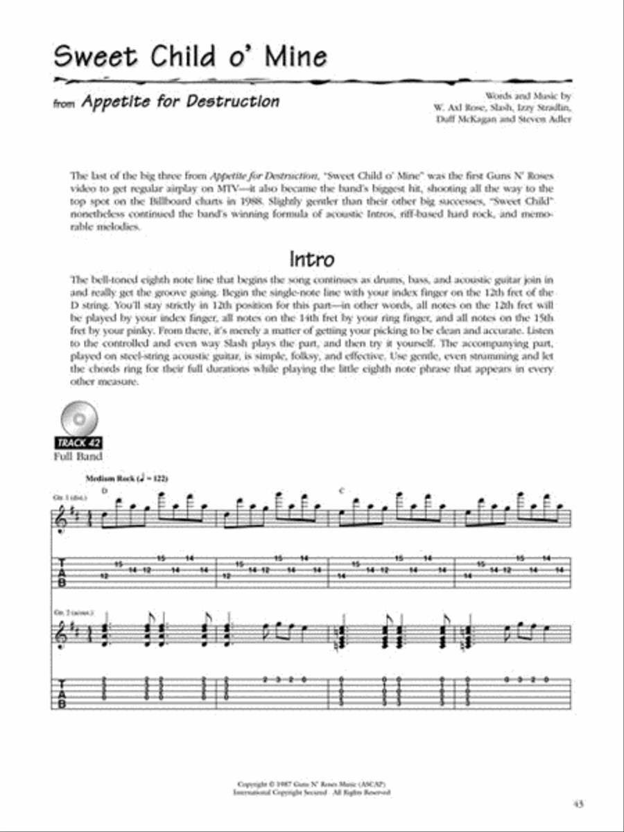 Guns N' Roses Guitar Tablature scores gallery preview page 6