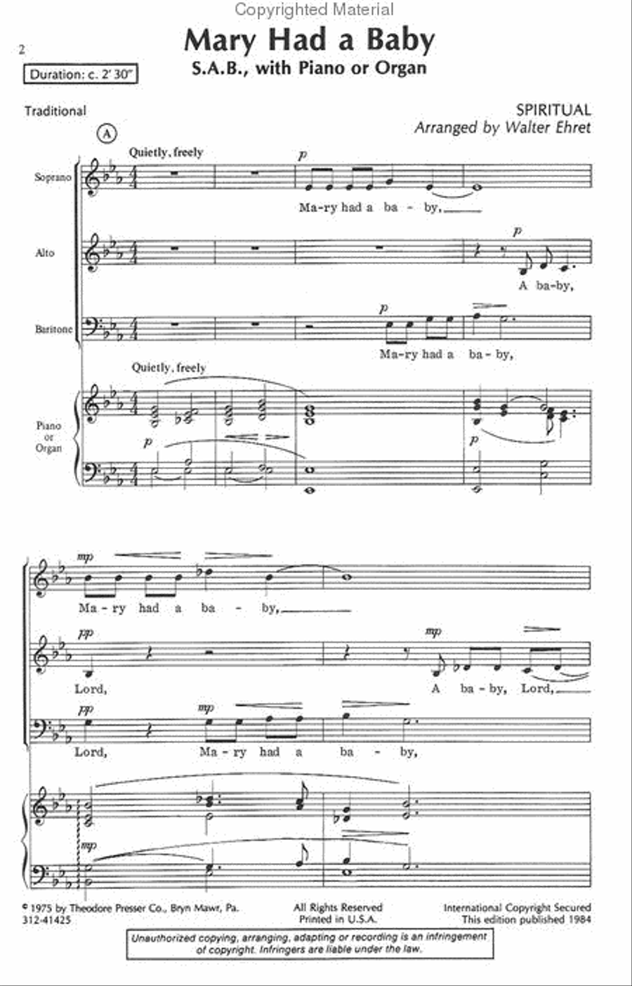 Mary Had A Baby Choir scores gallery preview page 2