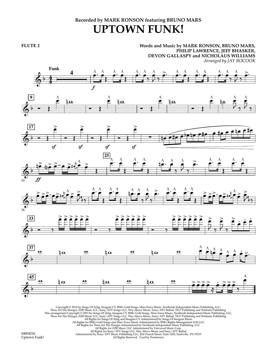 Uptown Funk! - Flute 2 Concert Band scores gallery preview page 1