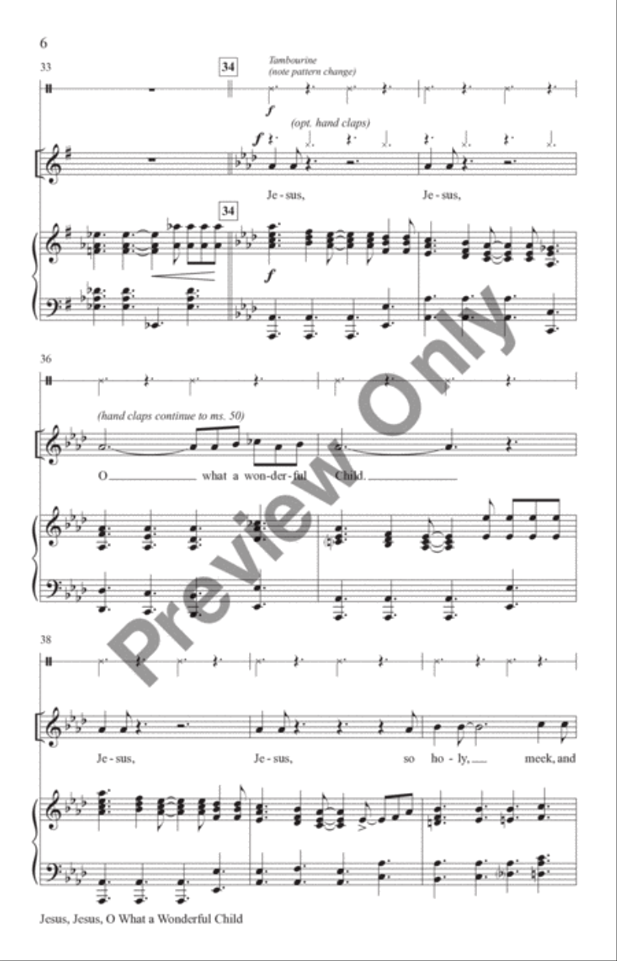 Jesus, Jesus, O What a Wonderful Child Unison Choir scores gallery preview page 6
