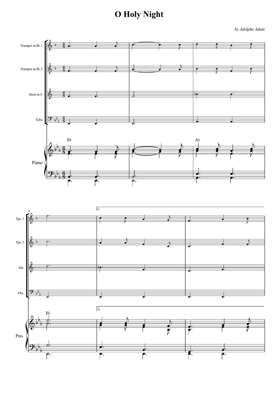 O Holy Night O Holy Night Brass Quartet scores gallery preview page 1