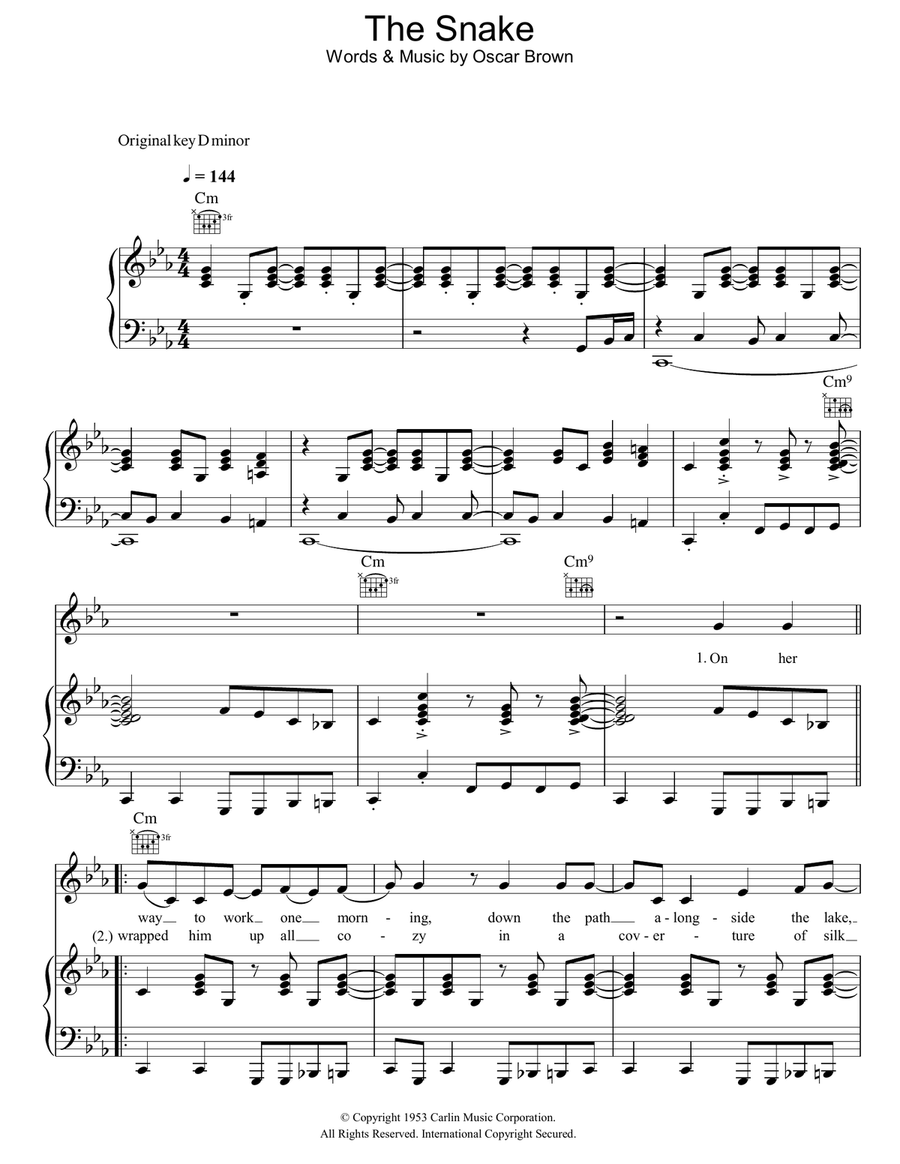 The Snake Piano, Vocal, Guitar scores gallery preview page 1