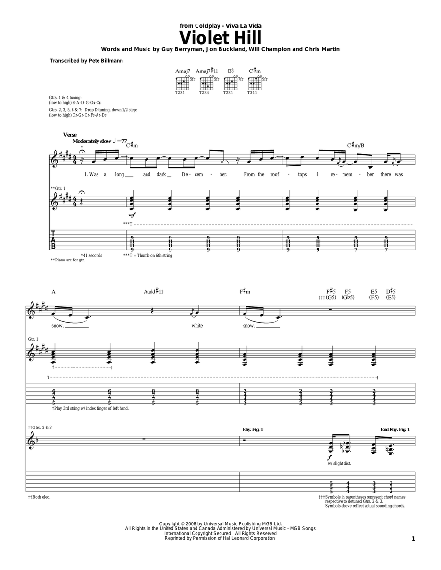 Violet Hill Violet Hill Acoustic Guitar scores gallery preview page 1