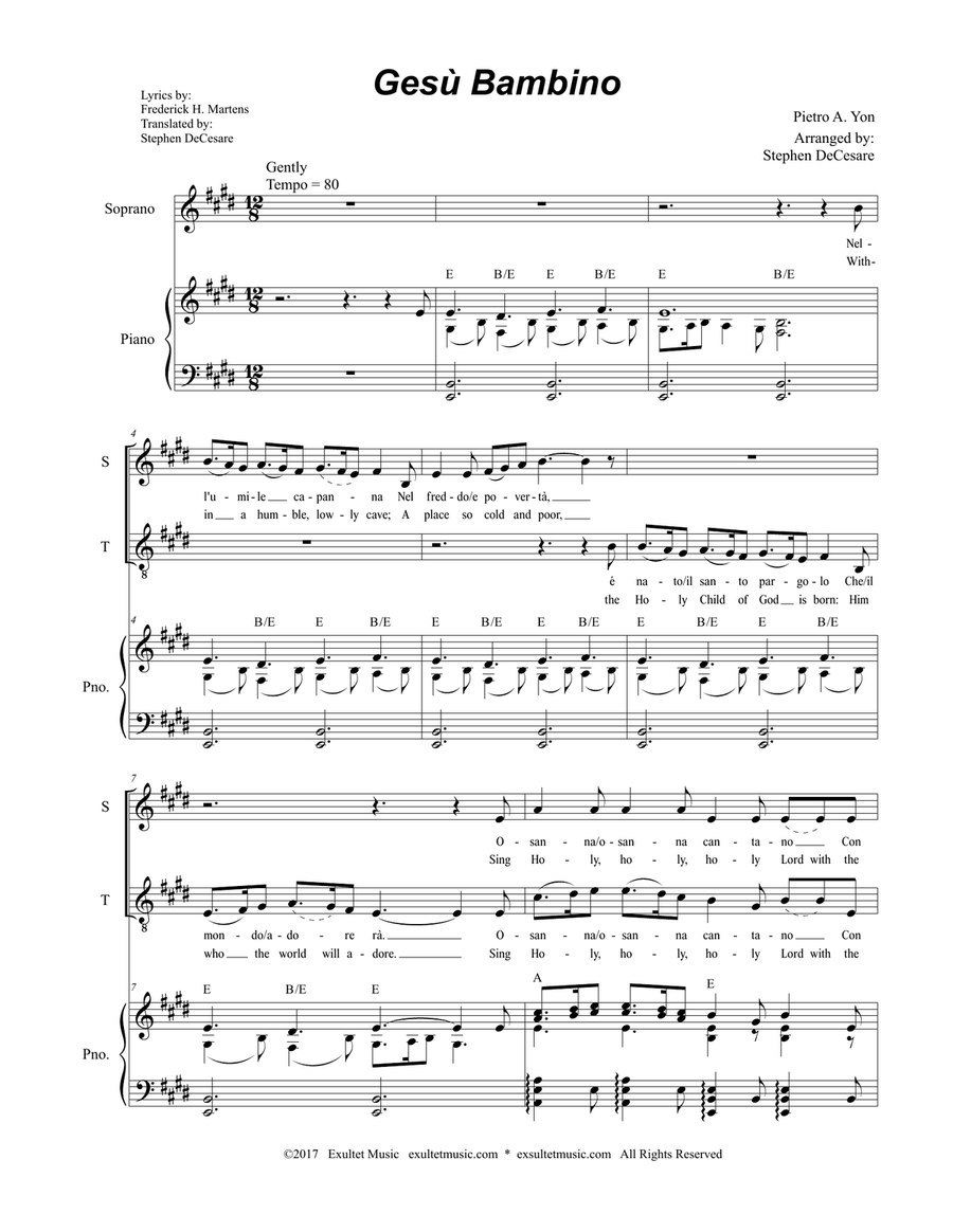 Gesu Bambino (Duet for Soprano and Tenor solo)