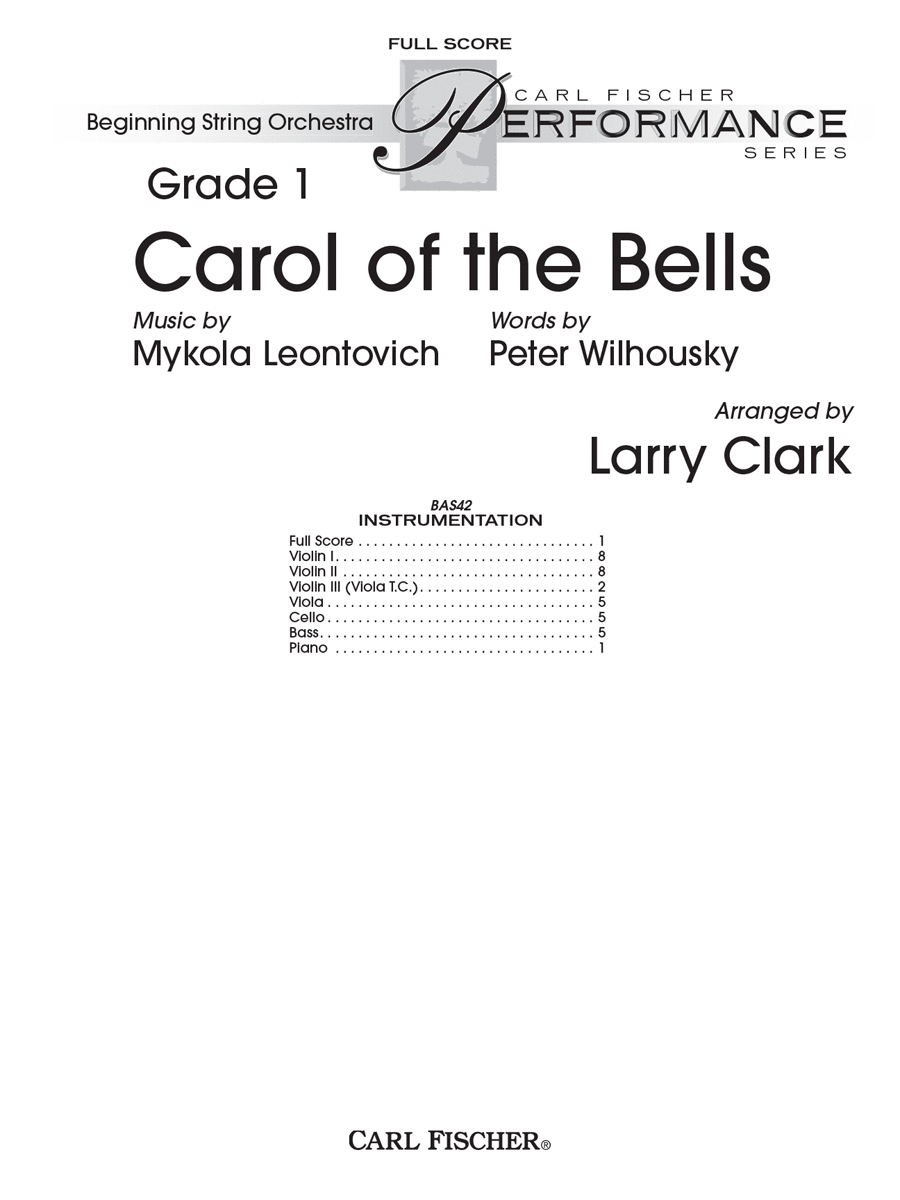 Carol of the Bells Carol of the Bells String Orchestra scores gallery preview page 1