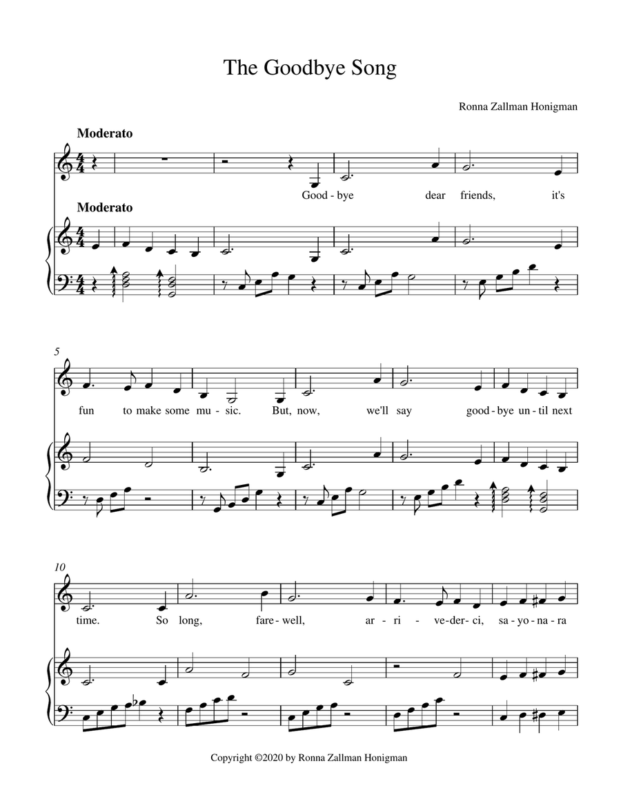 The Goodbye Song The Goodbye Song Piano, Vocal scores gallery preview page 1