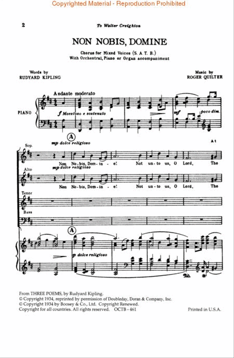 Non Nobis, Domine 4-Part scores gallery preview page 2