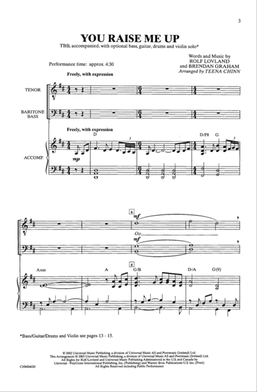 You Raise Me Up (as recorded by Josh Groban) Men's Choir scores gallery preview page 2