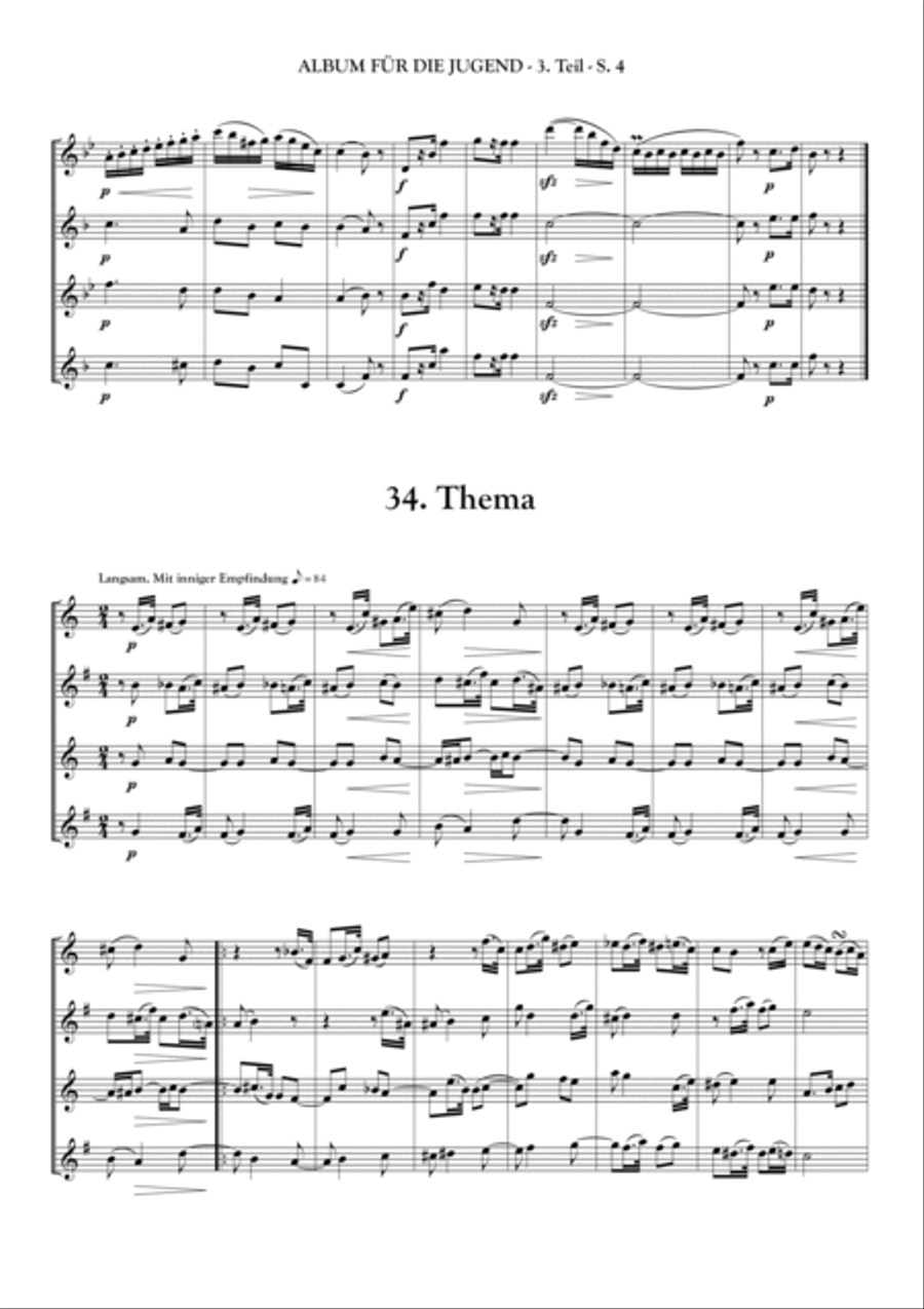 ALBUM FOR THE YOUNG - by R. Schumann - for Saxophone Quartet - part 3 Saxophone Quartet scores gallery preview page 4
