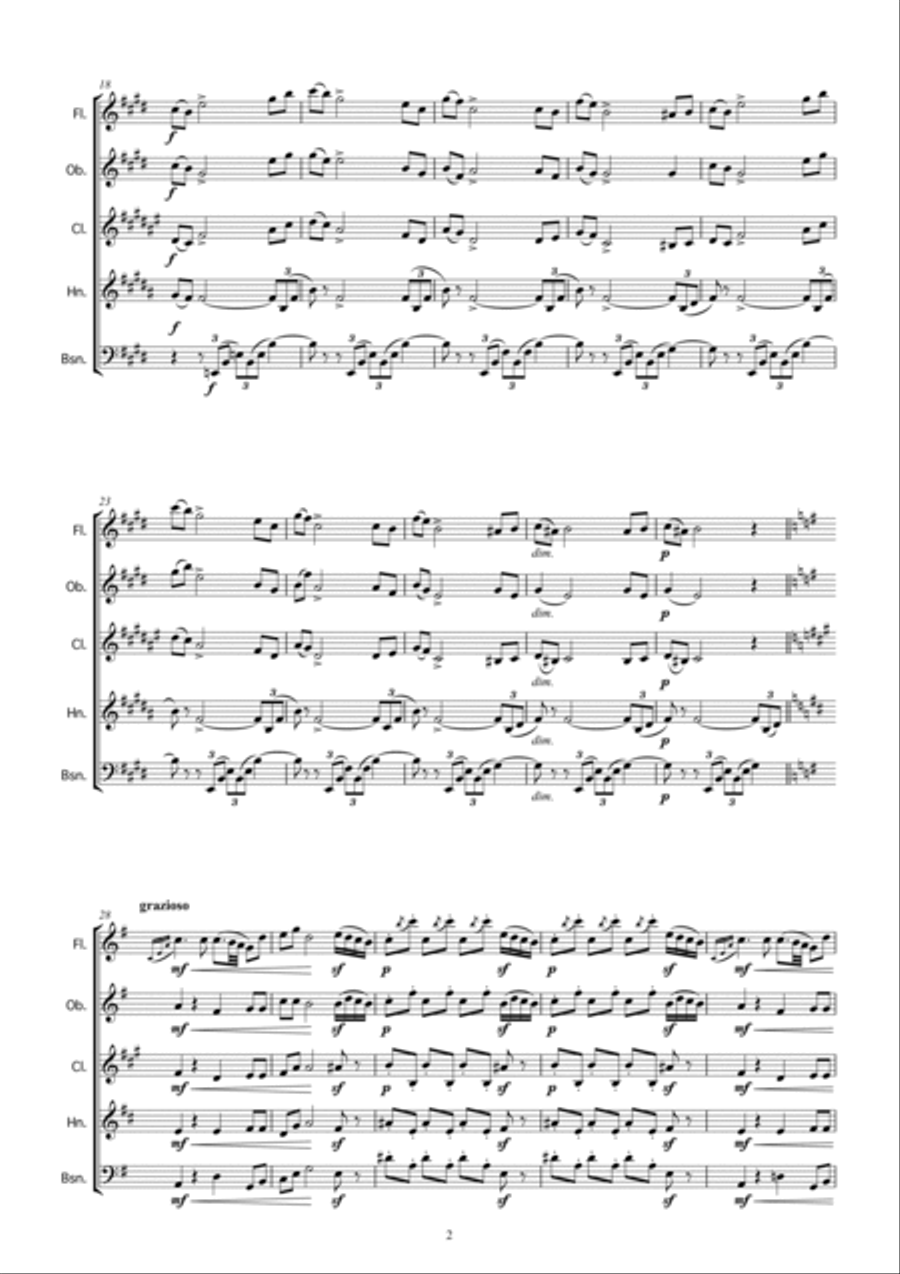TCHAIKOVSKY：RUSSIAN WINTER for wind quintet -1.Troika 2.Christmas 3.By the Hearth 4.Carnival- Woodwind Quintet scores gallery preview page 4